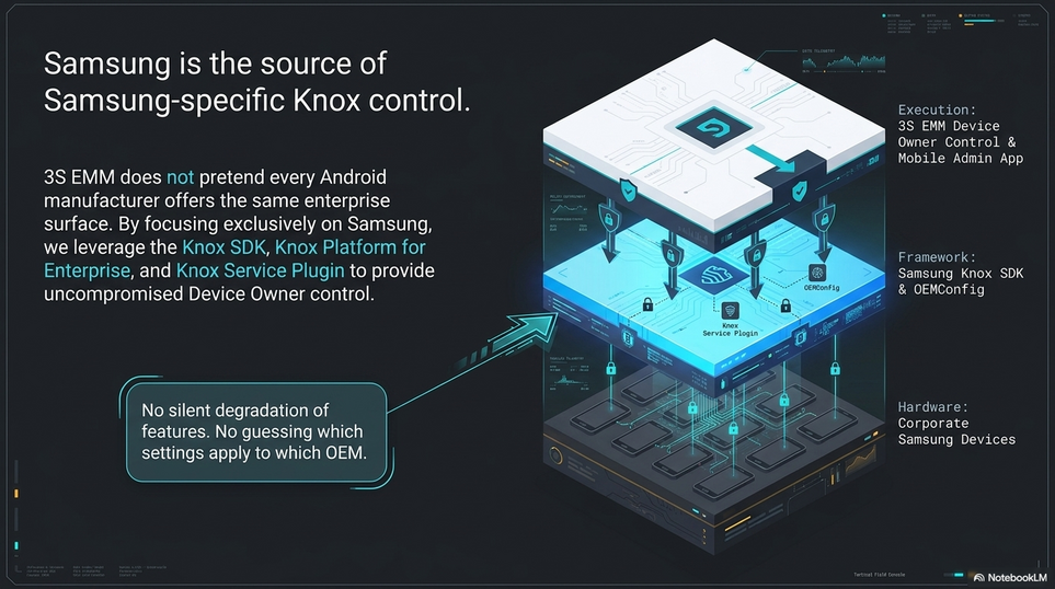 Иллюстрация архитектуры управления Knox для Samsung